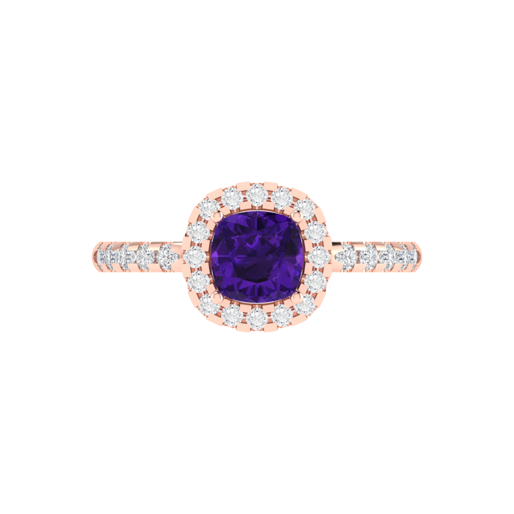 Diamtrendz 925 sterling silver rose gold plated solitaire amethyst gemstone ring
