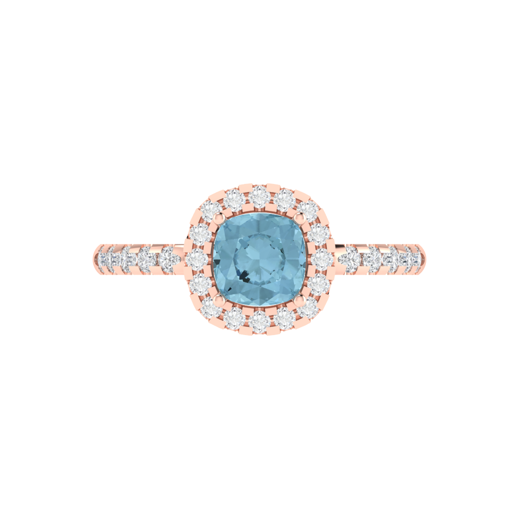 Diamtrendz 925 sterling silver rose gold plated solitaire aquamarine gemstone ring
