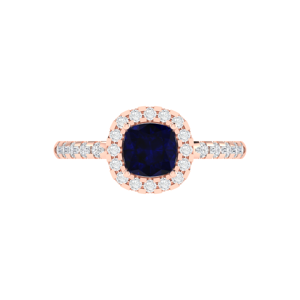 Diamtrendz 925 sterling silver rose gold plated solitaire sapphire gemstone ring