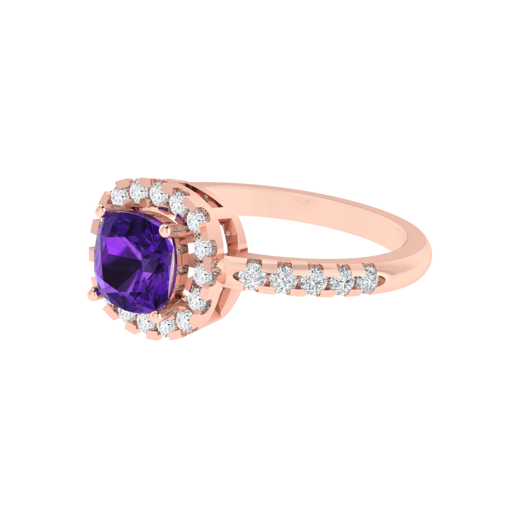 Diamtrendz 925 sterling silver rose gold plated solitaire amethyst gemstone ring