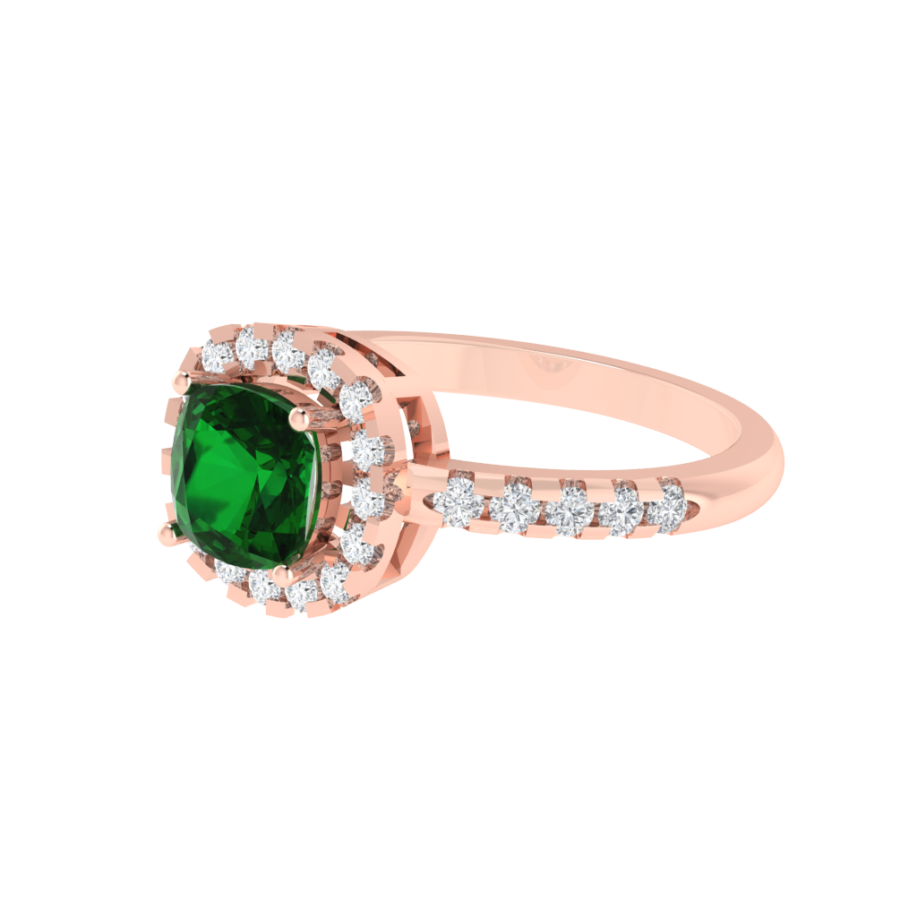 Diamtrendz 925 sterling silver rose gold plated solitaire emerald gemstone ring
