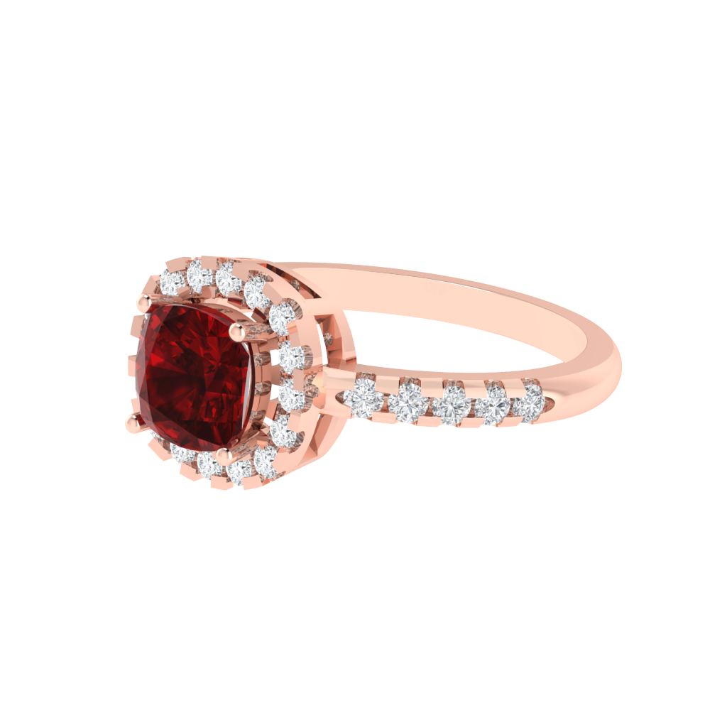 Diamtrendz 925 sterling silver rose gold plated solitaire ruby gemstone ring