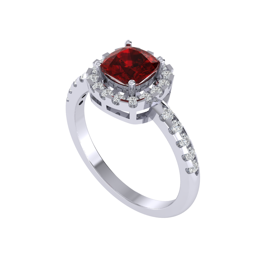 Diamtrendz 925 sterling silver white gold plated solitaire ruby gemstone ring