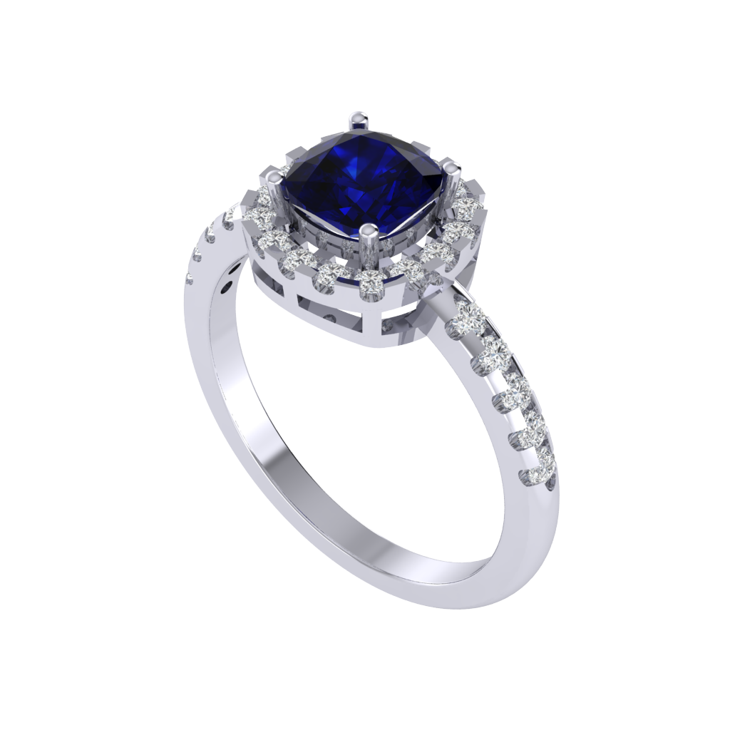 Diamtrendz 925 sterling silver white gold plated solitaire sapphire gemstone ring