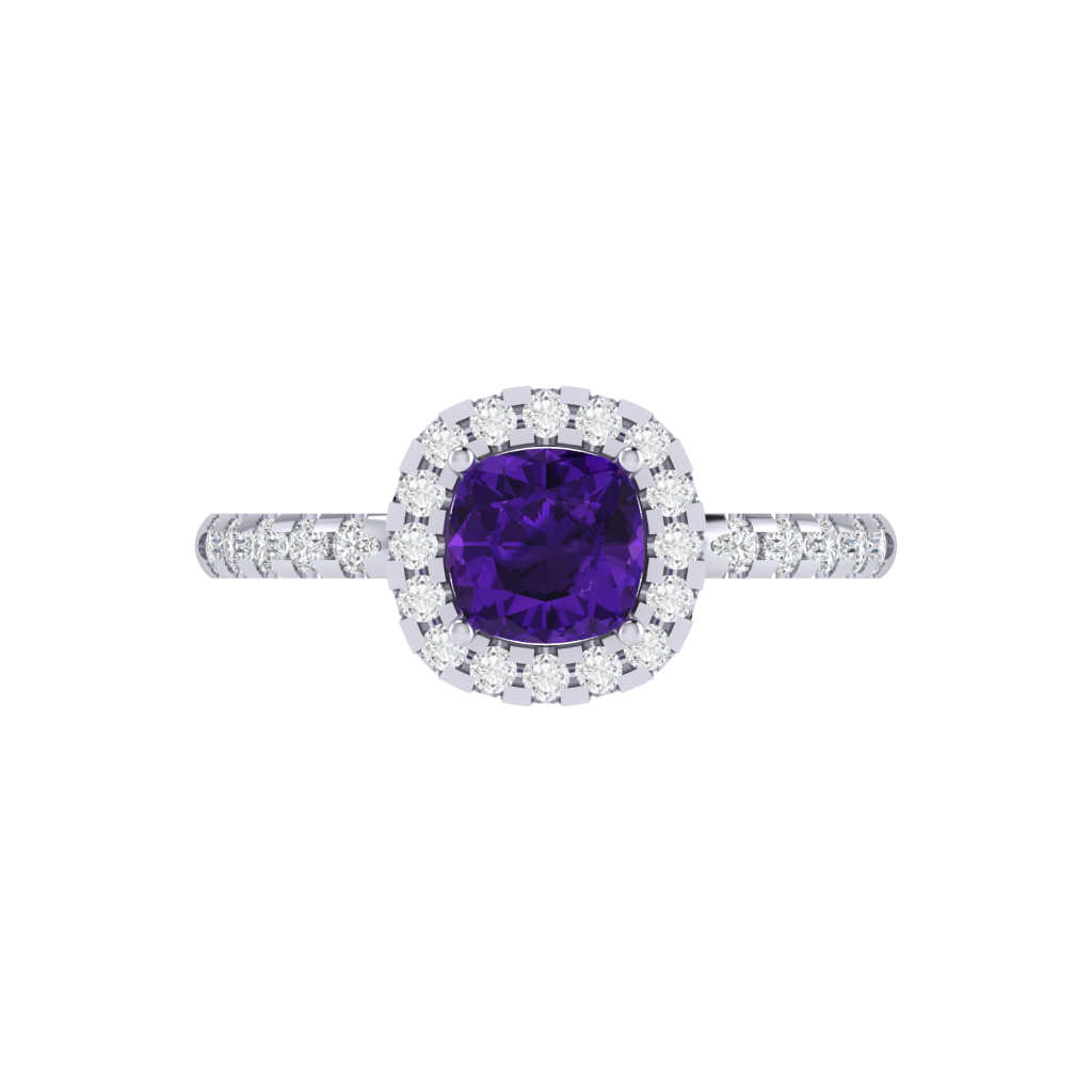 Diamtrendz 925 sterling silver white gold plated solitaire amethyst gemstone ring