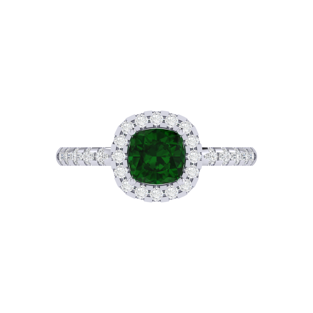 Diamtrendz 925 sterling silver white gold plated solitaire emerald gemstone ring