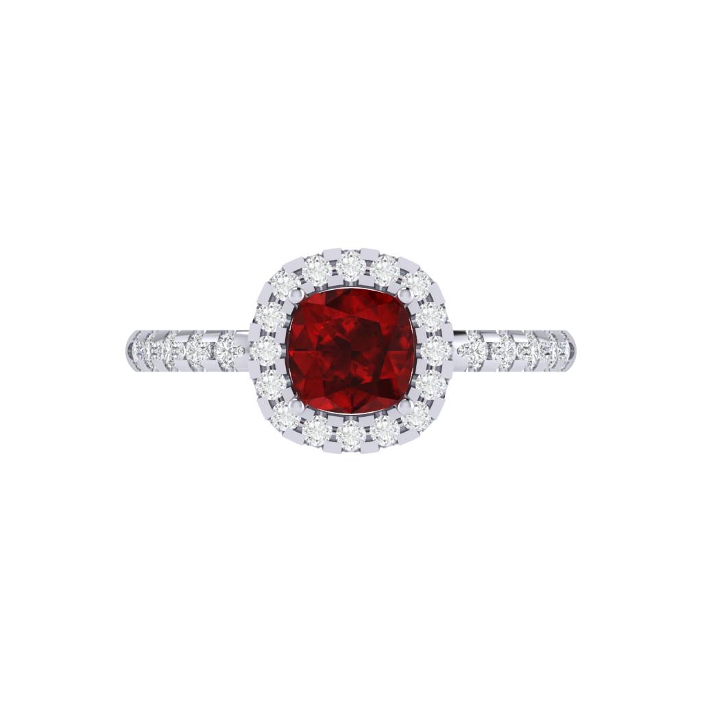 Diamtrendz 925 sterling silver white gold plated solitaire ruby gemstone ring