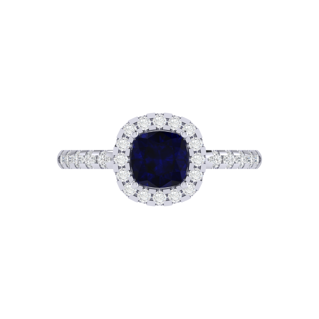 Diamtrendz 925 sterling silver white gold plated solitaire sapphire gemstone ring