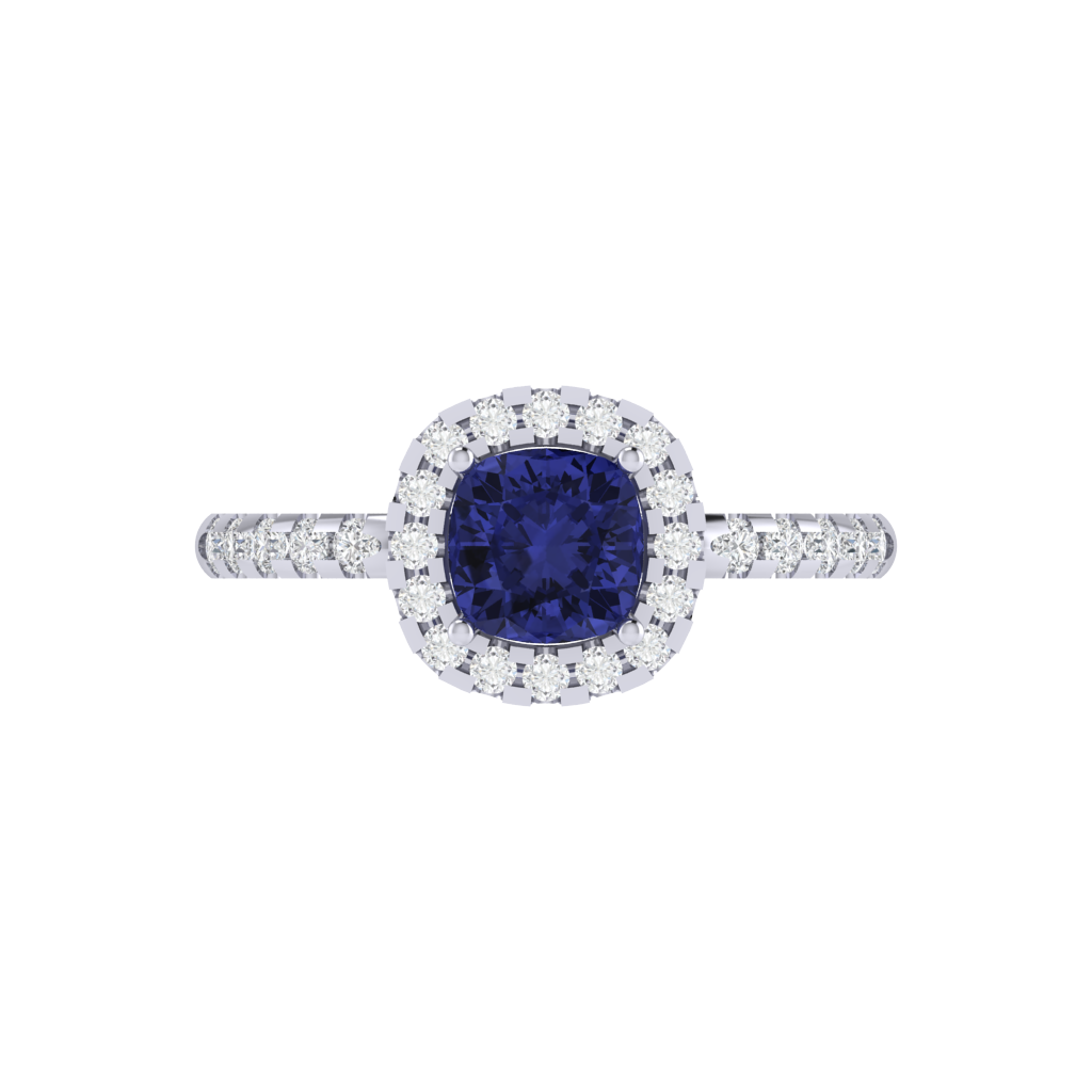 Diamtrendz 925 sterling silver white gold plated solitaire tanzanite gemstone ring
