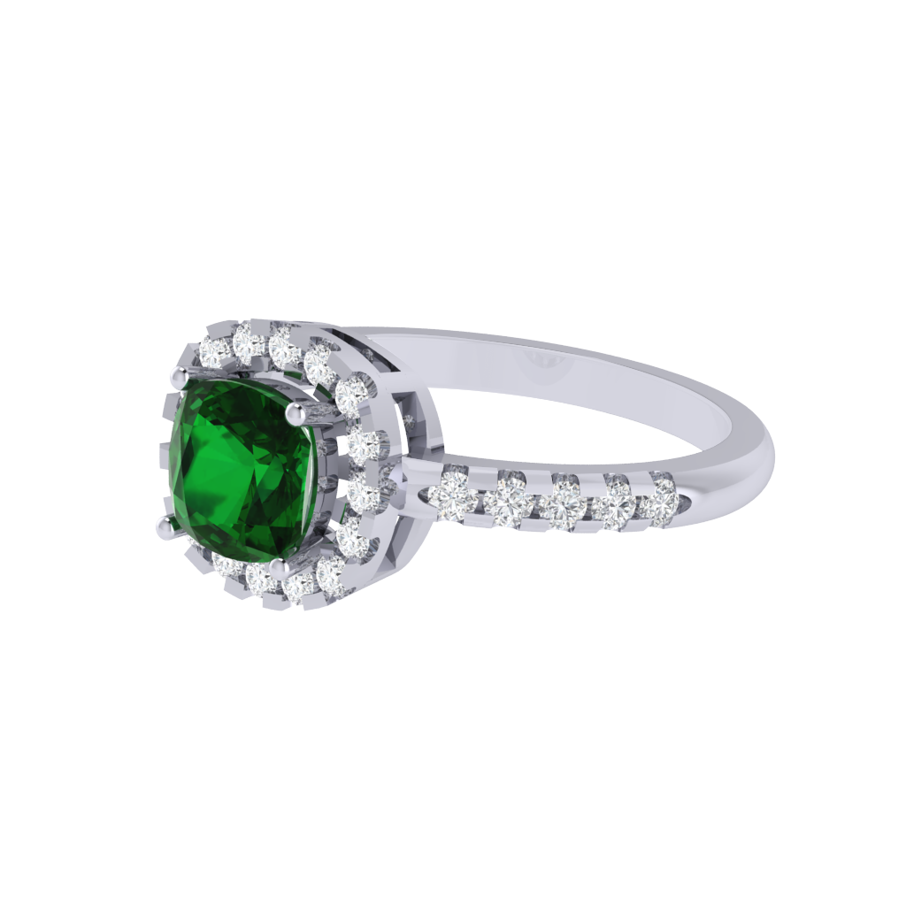 Diamtrendz 925 sterling silver white gold plated solitaire emerald gemstone ring