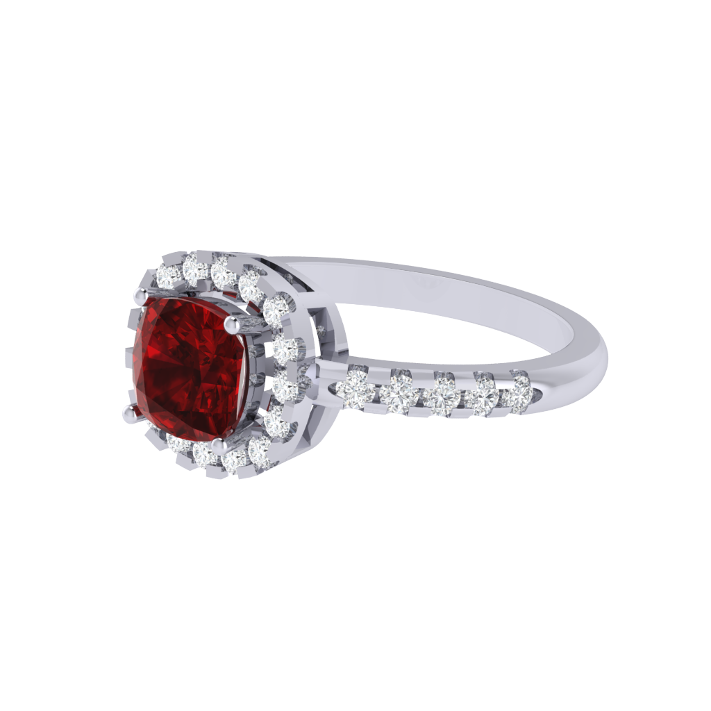Diamtrendz 925 sterling silver white gold plated solitaire ruby gemstone ring