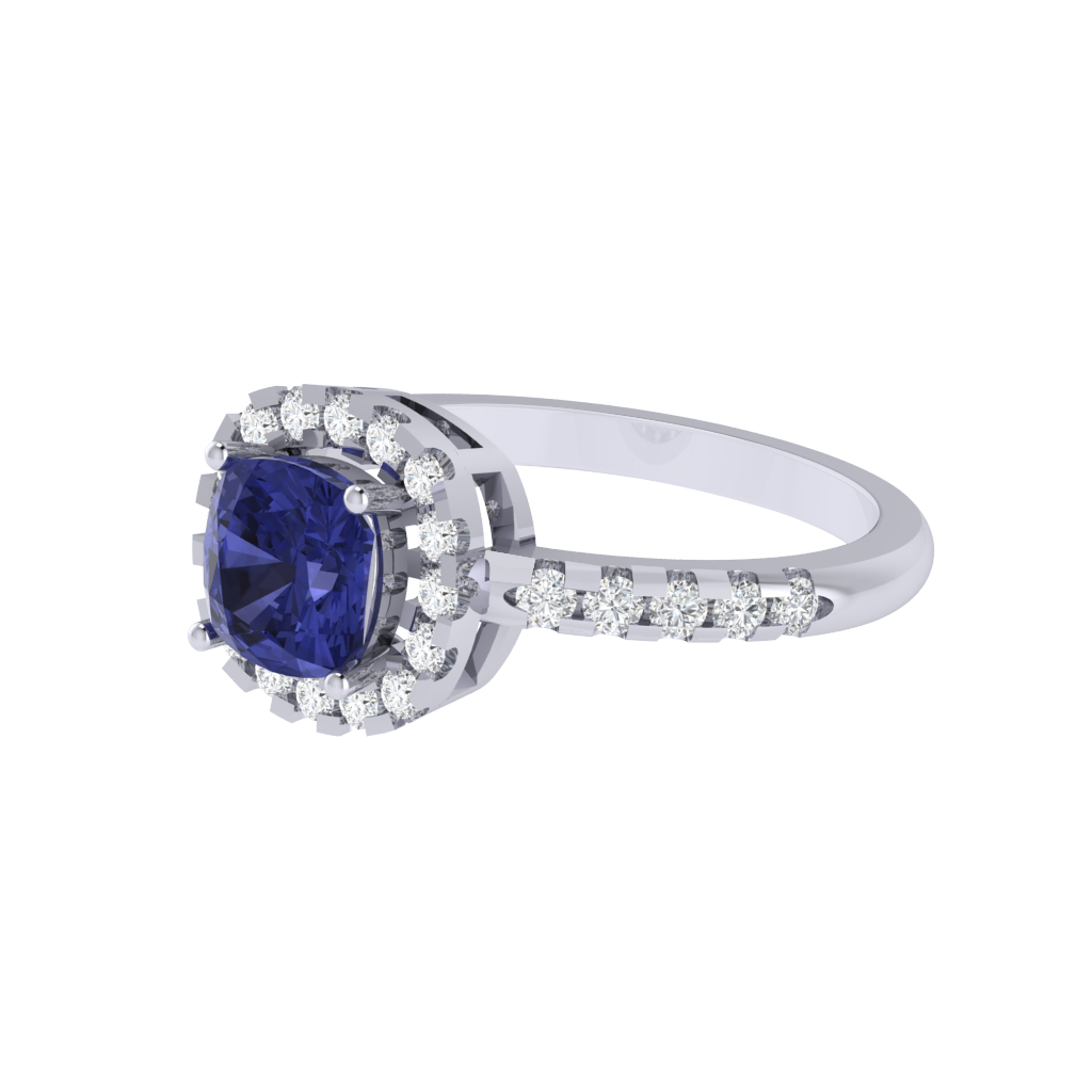 Diamtrendz 925 sterling silver white gold plated solitaire tanzanite gemstone ring