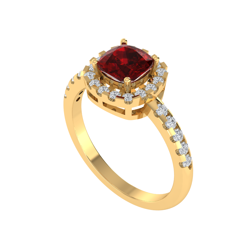 Diamtrendz 925 sterling silver yellow gold plated solitaire ruby gemstone ring