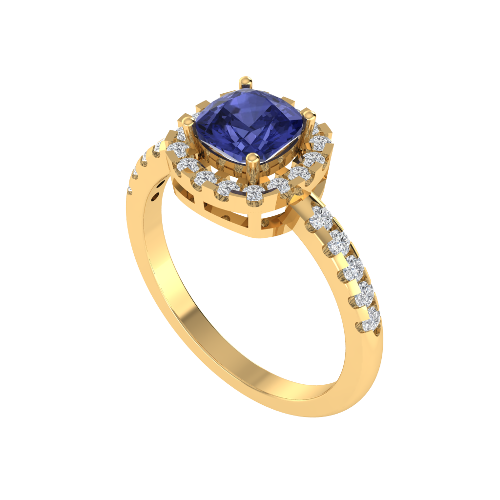 Diamtrendz 925 sterling silver yellow gold plated solitaire tanzanite gemstone ring