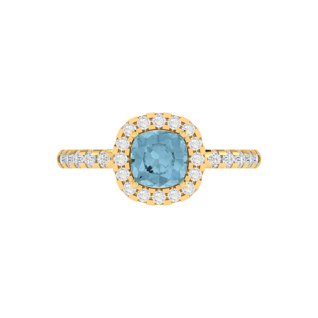 Diamtrendz 925 sterling silver yellow gold plated solitaire aquamarine gemstone ring
