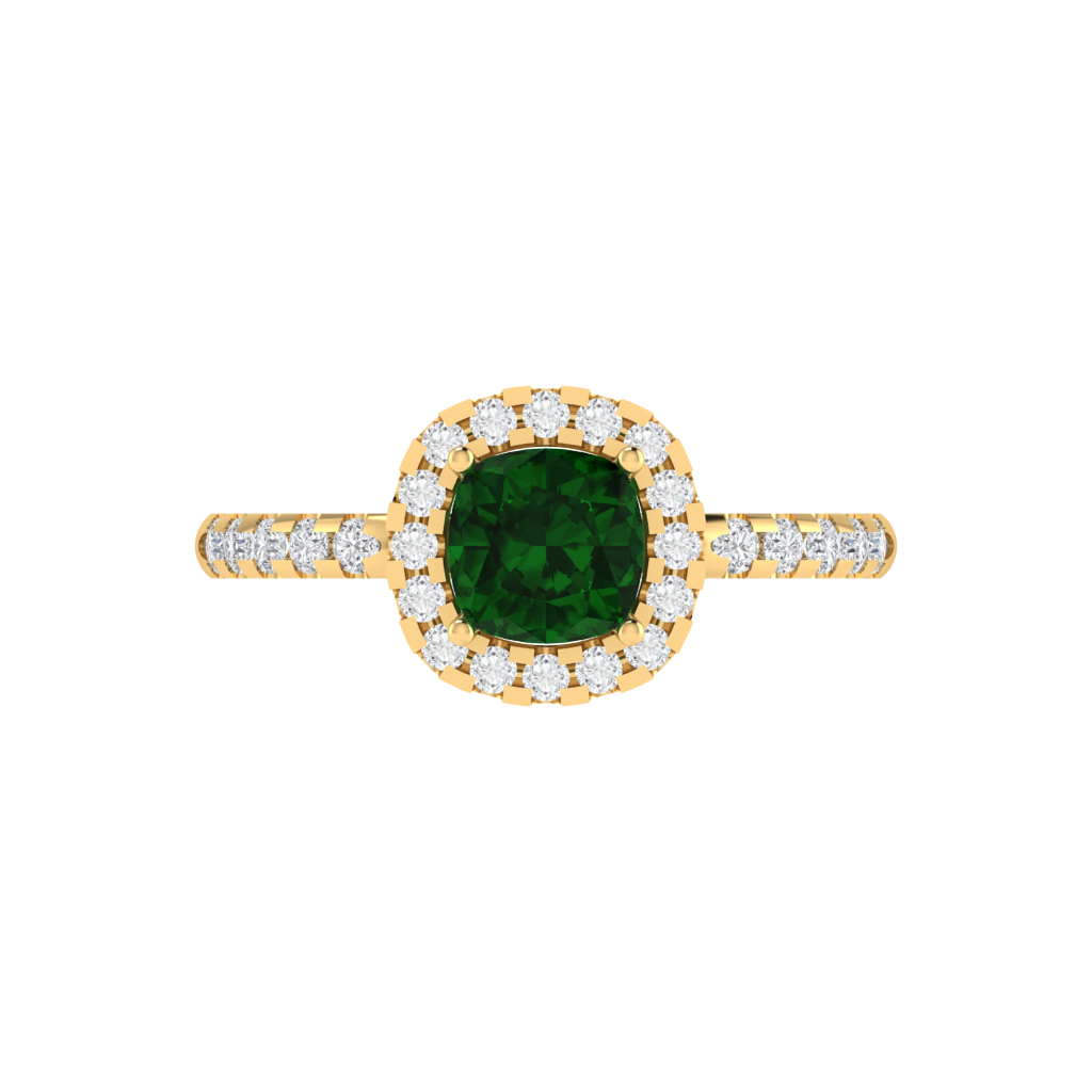 Diamtrendz 925 sterling silver yellow gold plated solitaire emerald gemstone ring