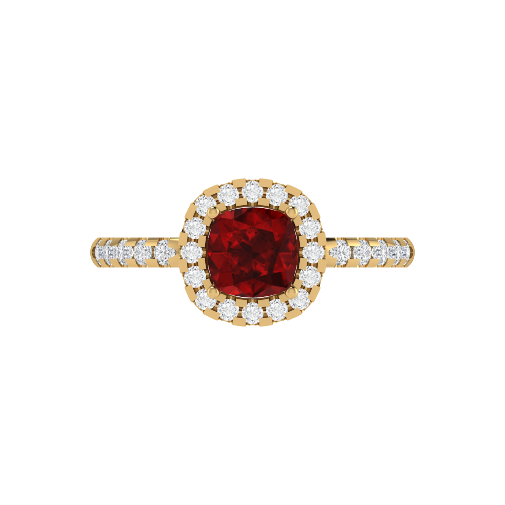 Diamtrendz 925 sterling silver yellow gold plated solitaire ruby gemstone ring