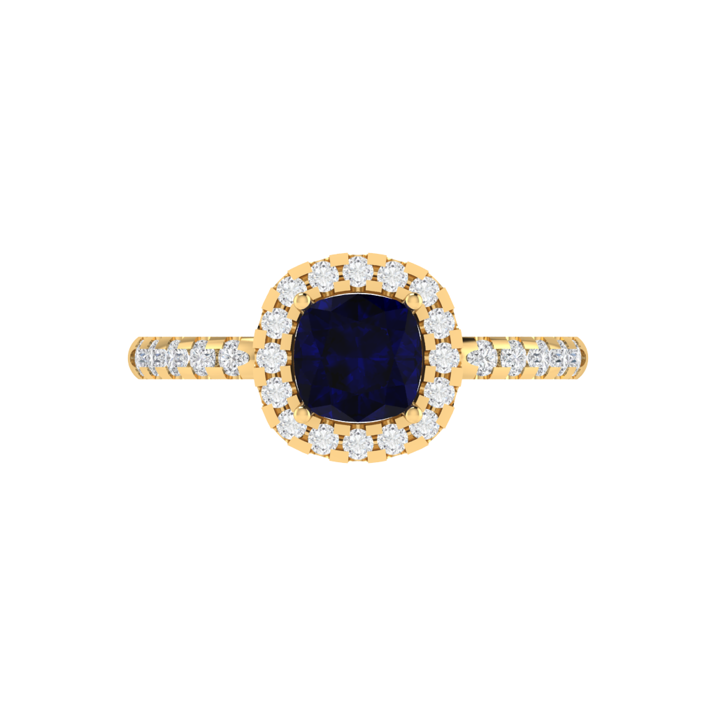 Diamtrendz 925 sterling silver yellow gold plated solitaire sapphire gemstone ring