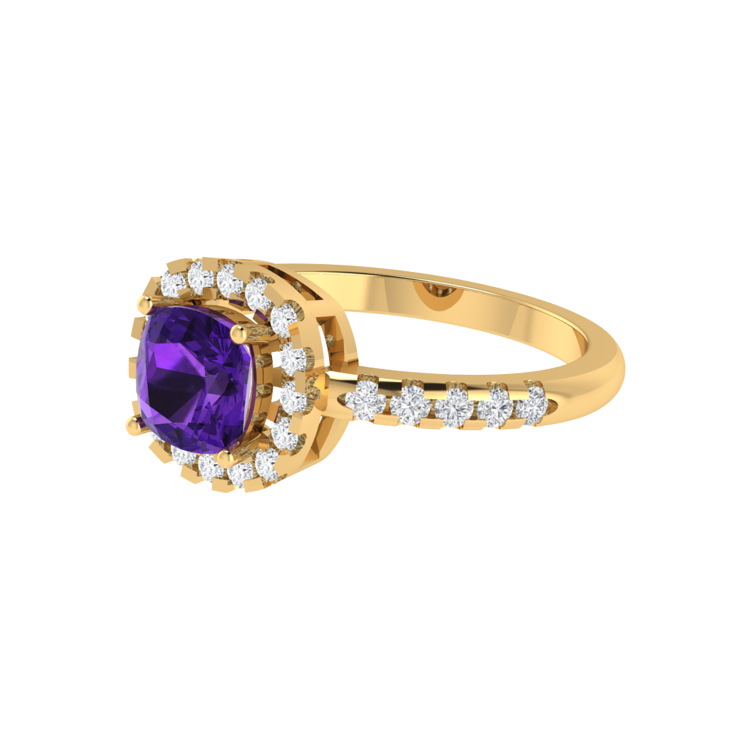 Diamtrendz 925 sterling silver yellow gold plated solitaire amethyst gemstone ring