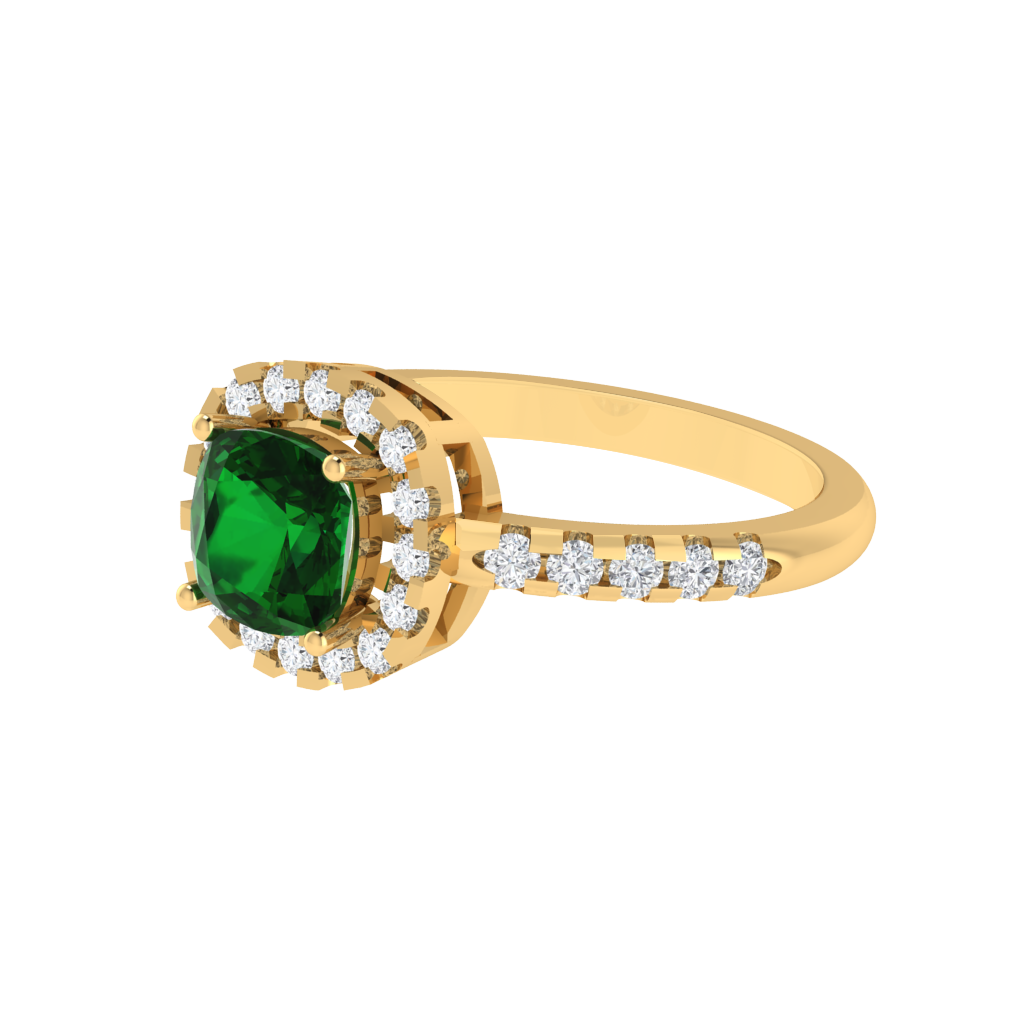 Diamtrendz 925 sterling silver yellow gold plated solitaire emerald gemstone ring