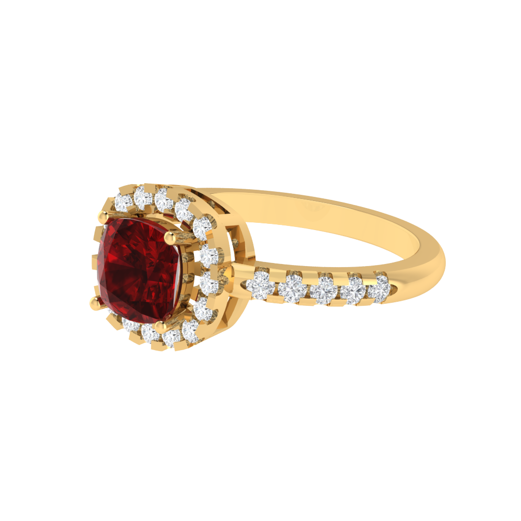 Diamtrendz 925 sterling silver yellow gold plated solitaire ruby gemstone ring