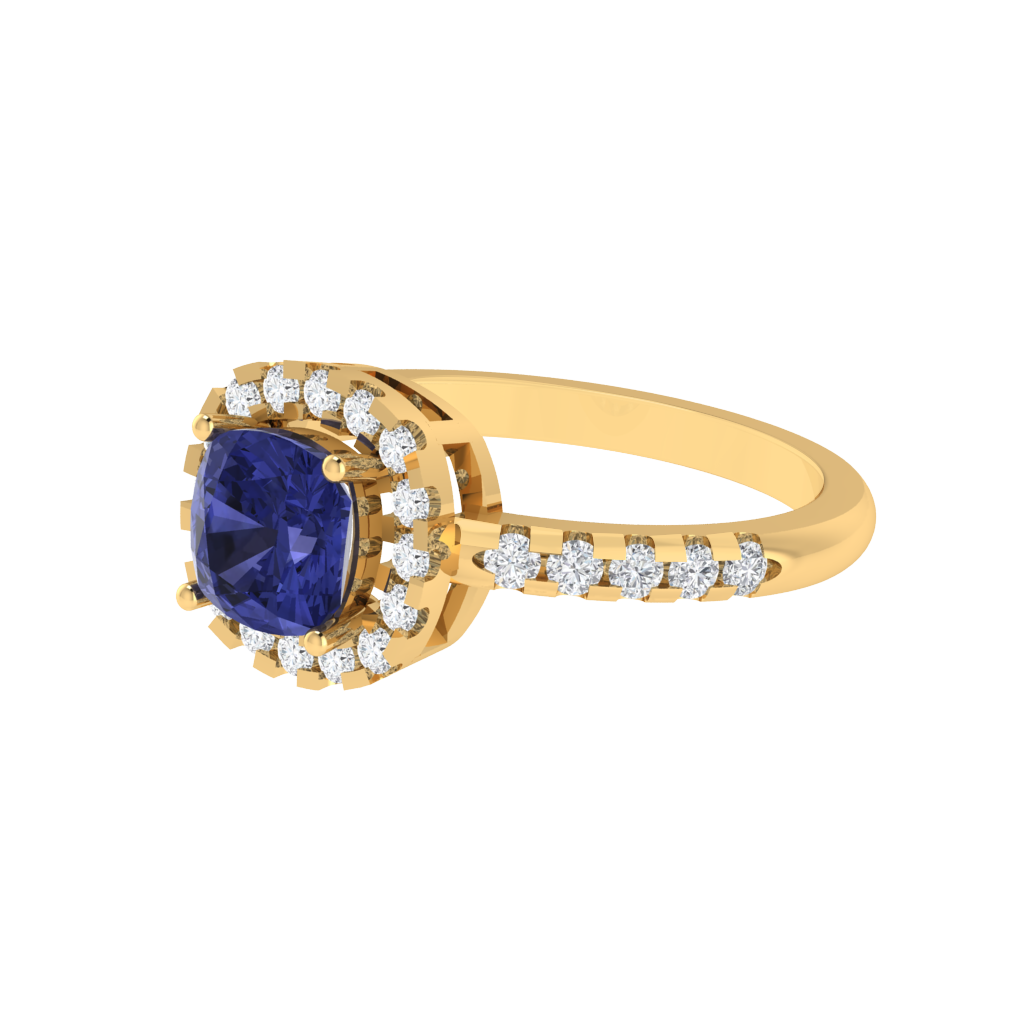 Diamtrendz 925 sterling silver yellow gold plated solitaire tanzanite gemstone ring