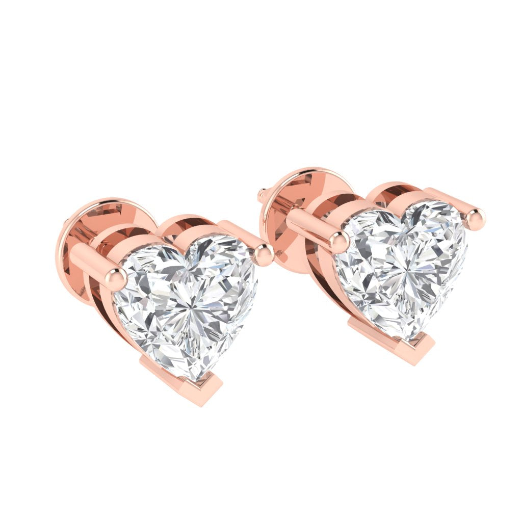 rose gold plated sterling silver heart shape cubic zirconia april birthstone stud earrings