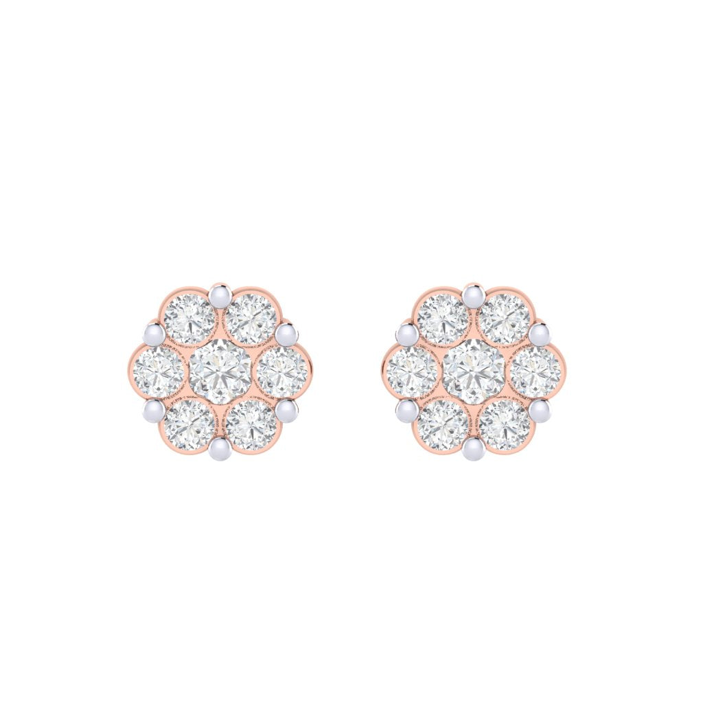 rose_gold_real_diamond_cluster_stud_earring_00801E_1