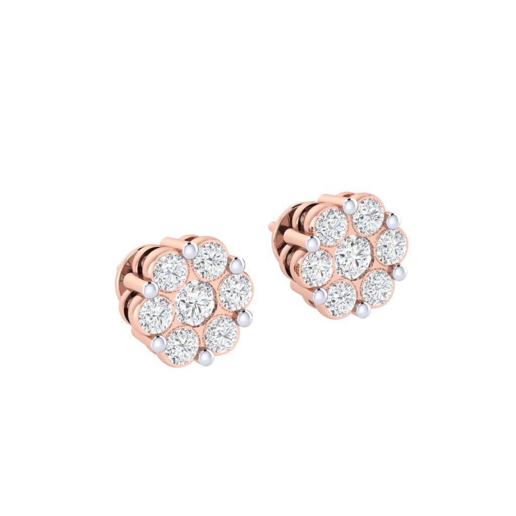rose_gold_real_diamond_cluster_stud_earring_00801E_2