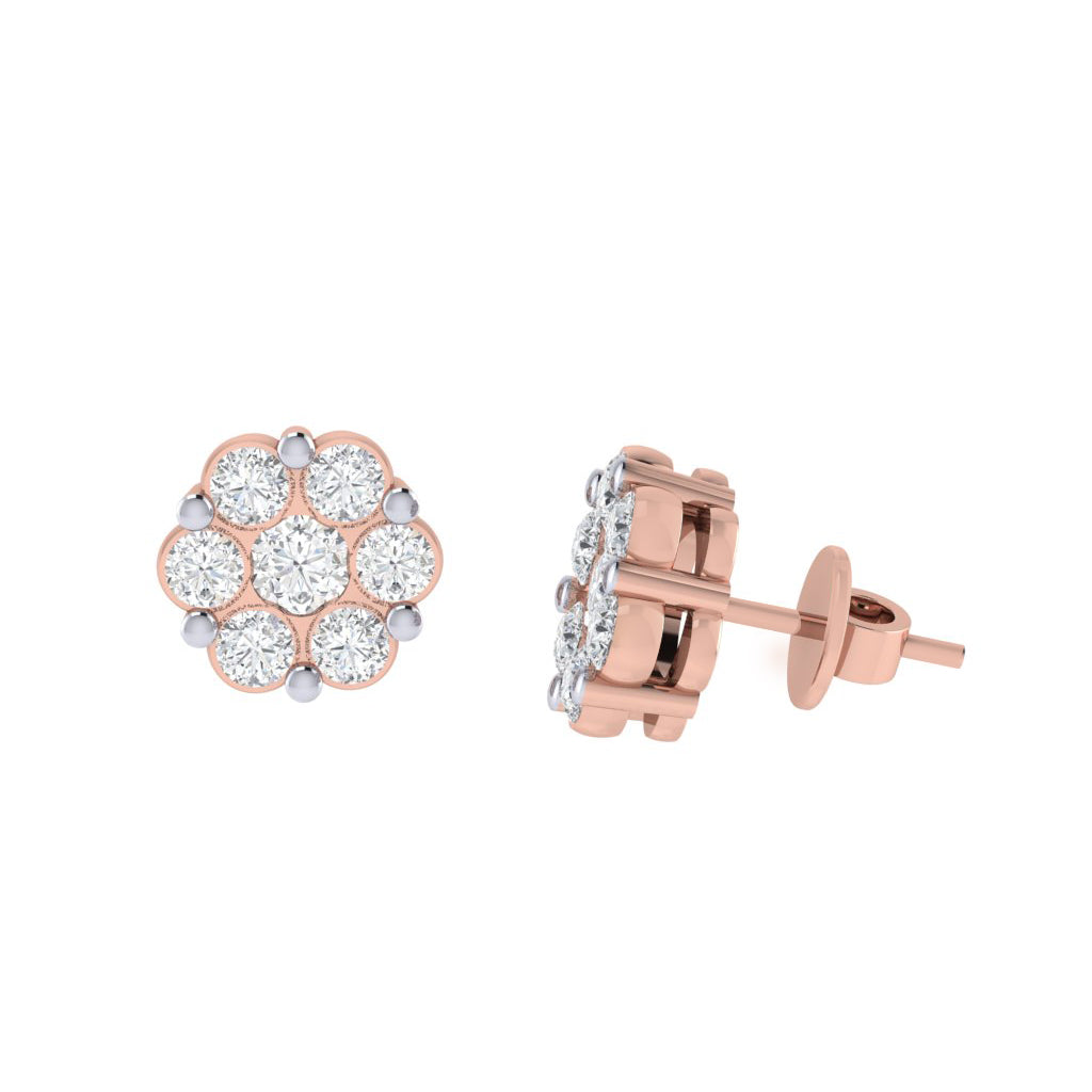 rose_gold_real_diamond_cluster_stud_earring_00801E_3