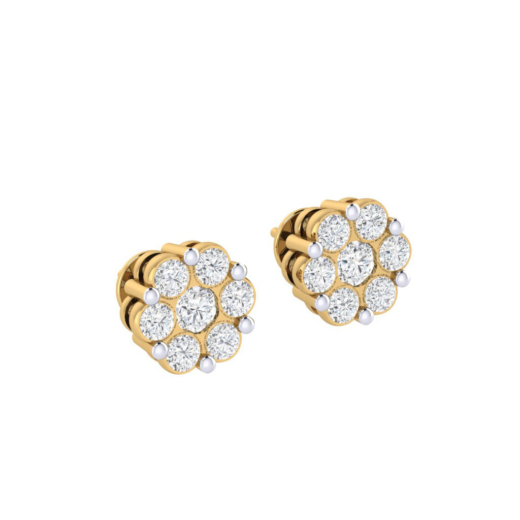 gold_real_diamond_cluster_stud_earring_00801E_2