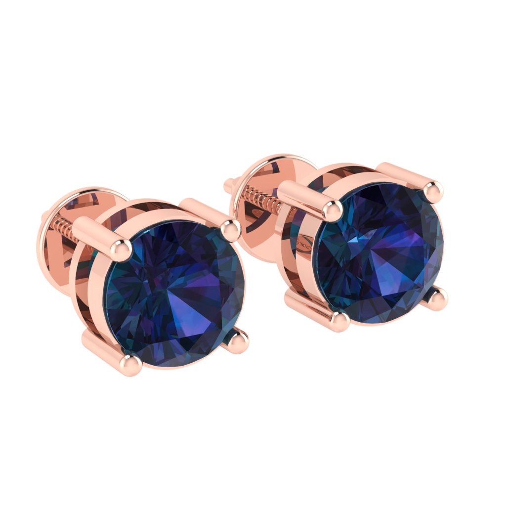 rose gold plated sterling silver round shape alexandrite june birthstone stud earrings