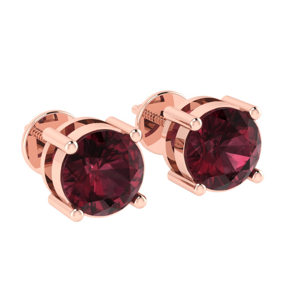 rose gold plated sterling silver round shape garnet january birthstone stud earrings