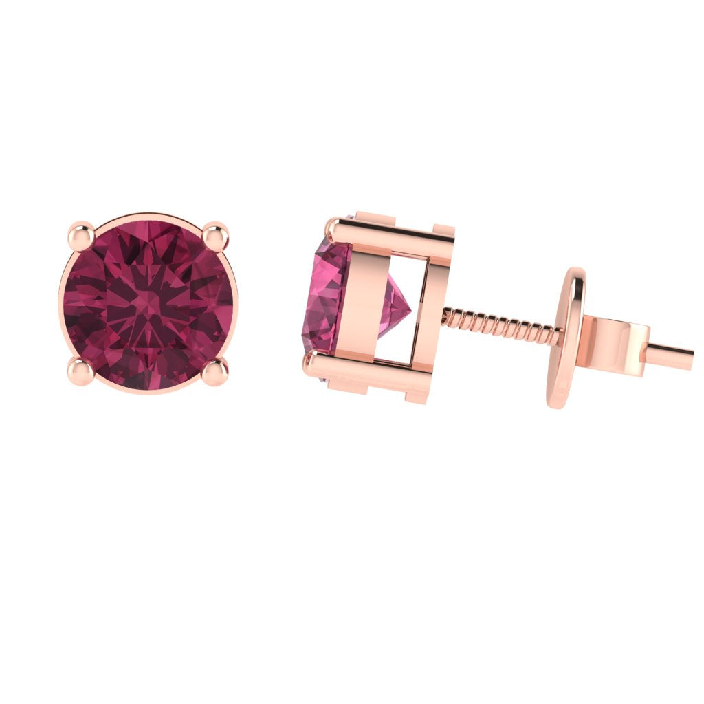 rose gold plated sterling silver round shape tourmaline october birthstone stud earrings