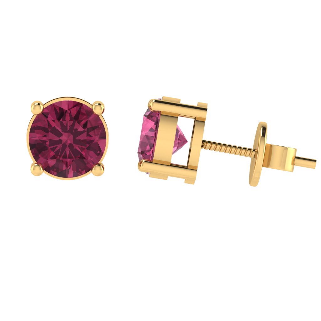 yellow gold plated sterling silver round shape tourmaline october birthstone stud earrings