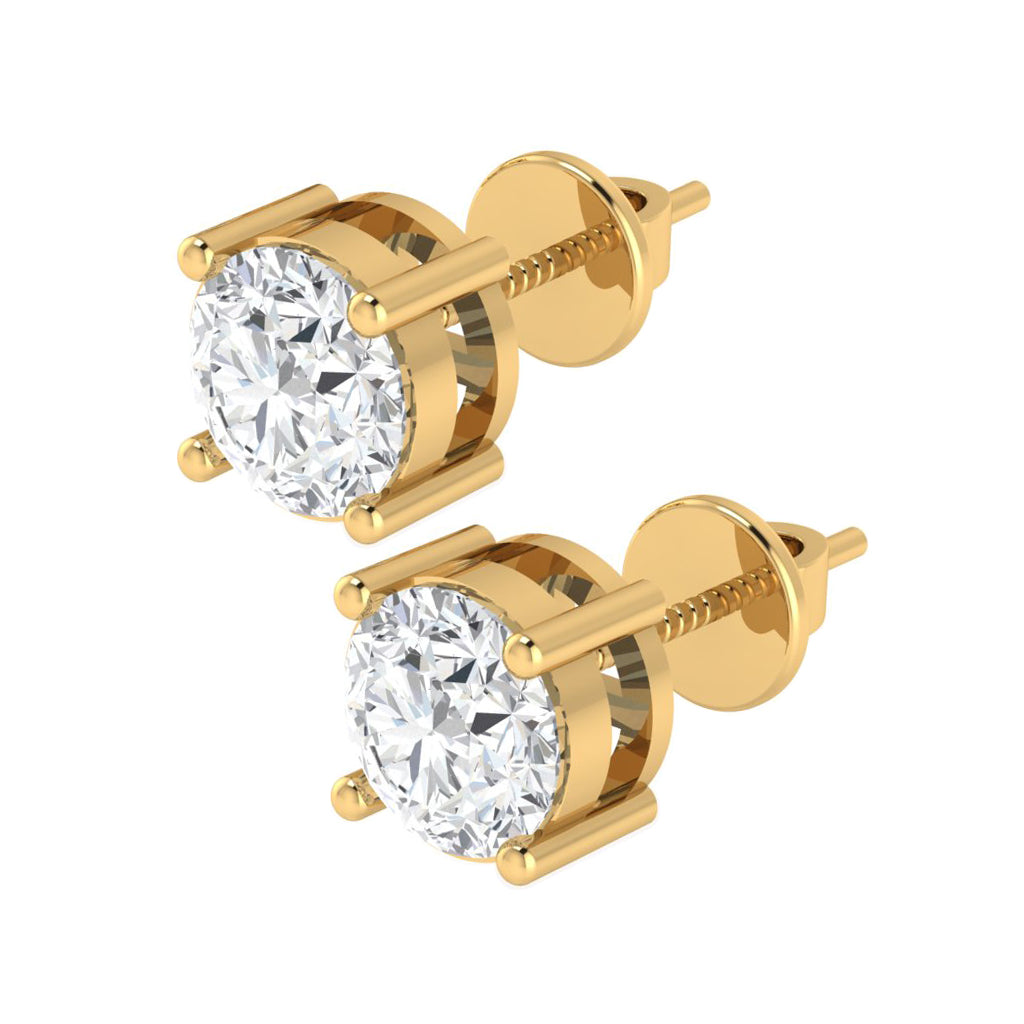 yellow gold plated sterling silver round shape cubic zirconia april birthstone stud earrings