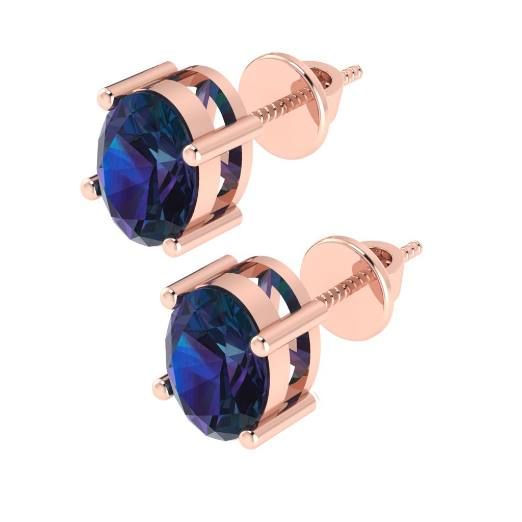 rose gold plated sterling silver oval shape alexandrite june birthstone stud earrings