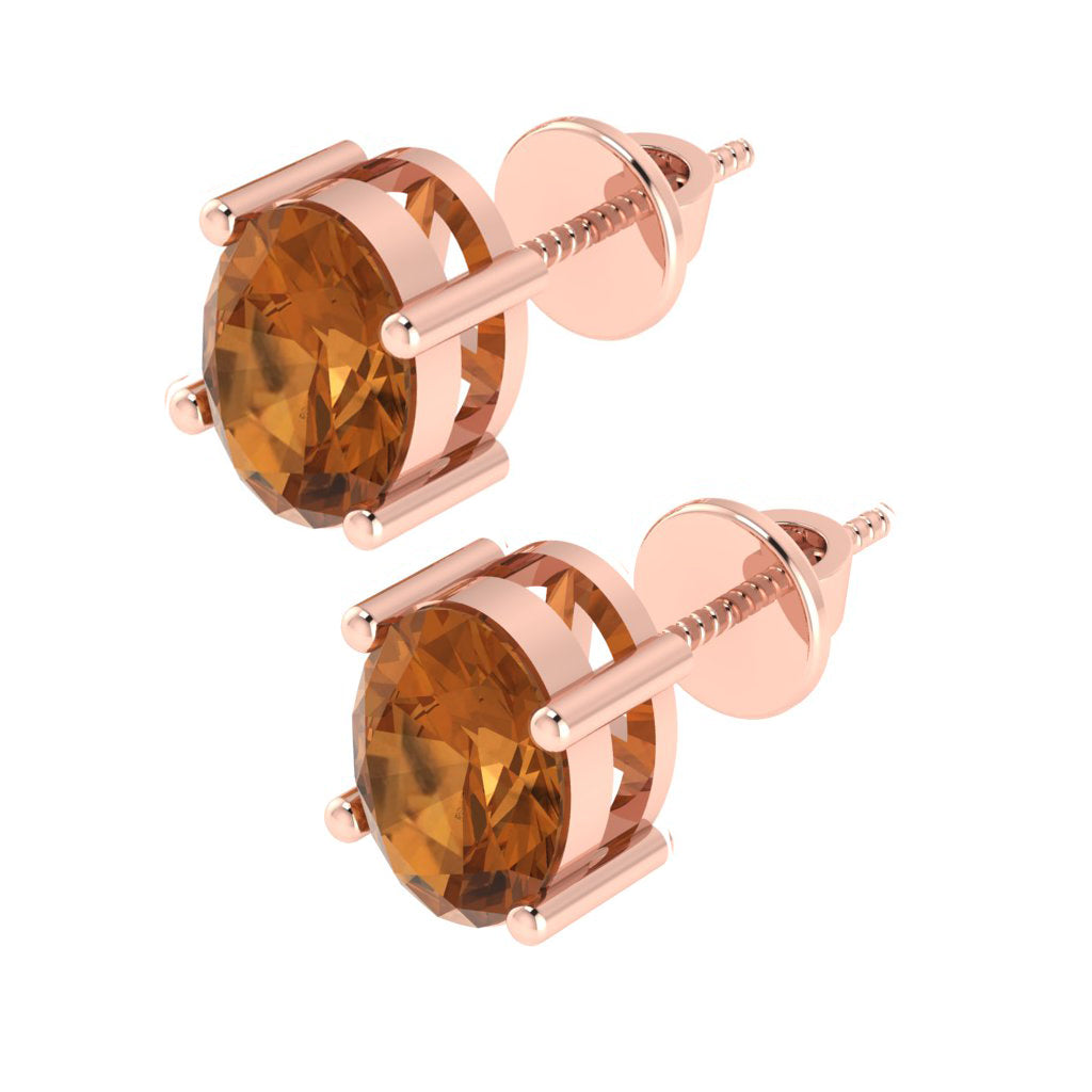 rose gold plated sterling silver oval shape citrine november birthstone stud earrings