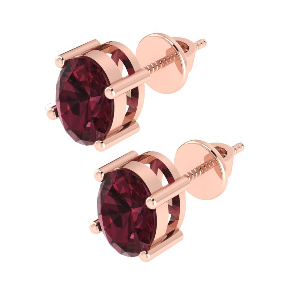 rose gold plated sterling silver oval shape garnet january birthstone stud earrings