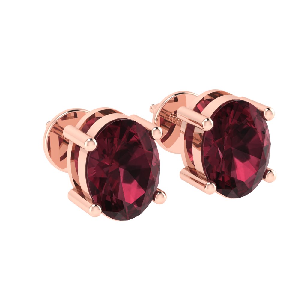 rose gold plated sterling silver oval shape garnet january birthstone stud earrings