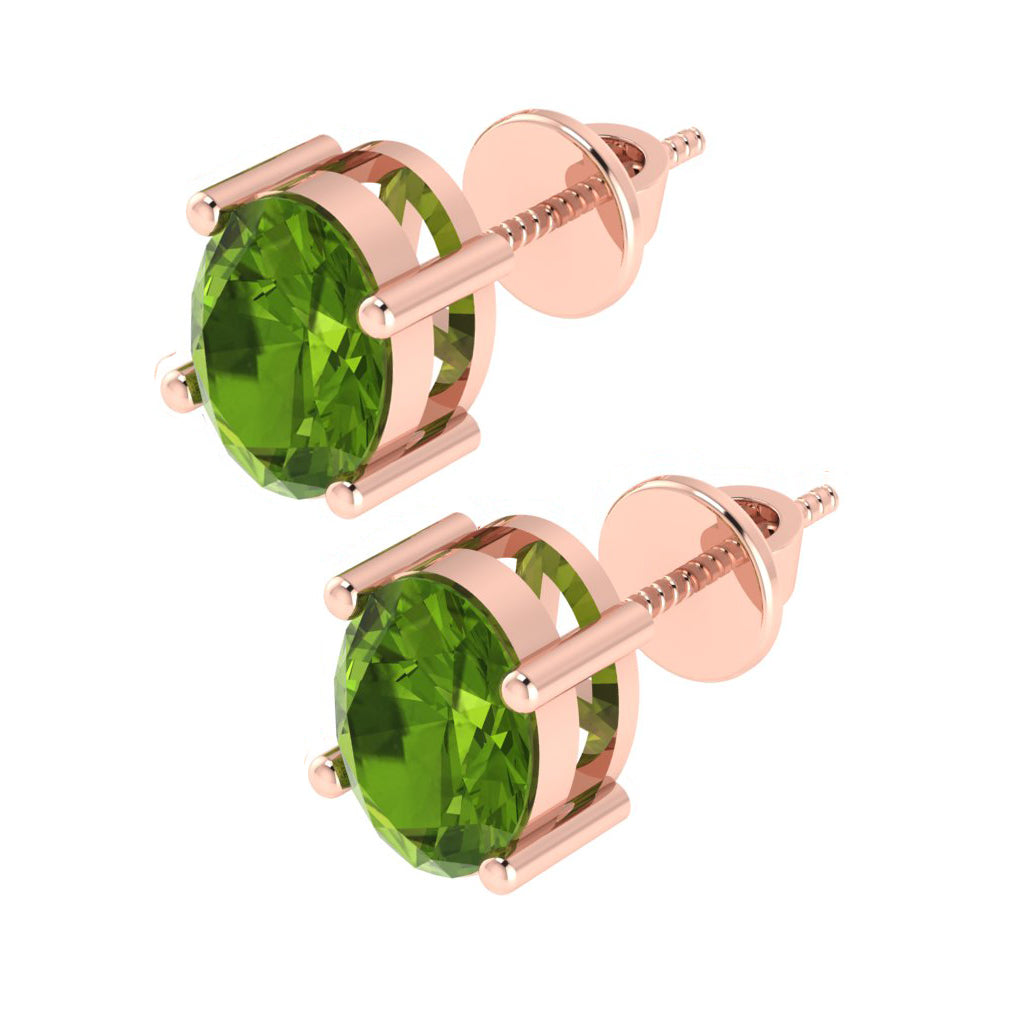 rose gold plated sterling silver oval shape peridot august birthstone stud earrings