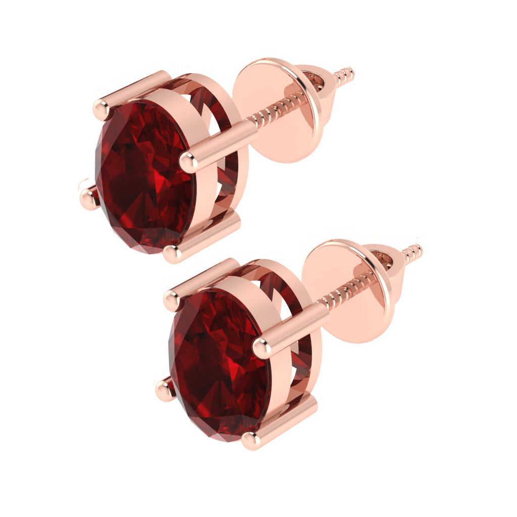 rose gold plated sterling silver oval shape ruby july birthstone stud earrings