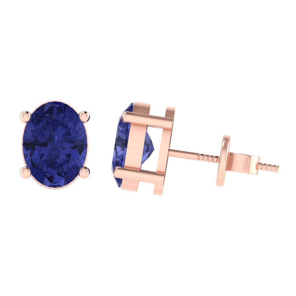 rose gold plated sterling silver oval shape tanzanite december birthstone stud earrings