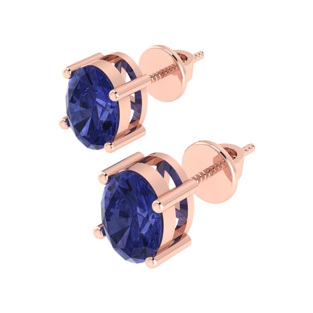 rose gold plated sterling silver oval shape tanzanite december birthstone stud earrings