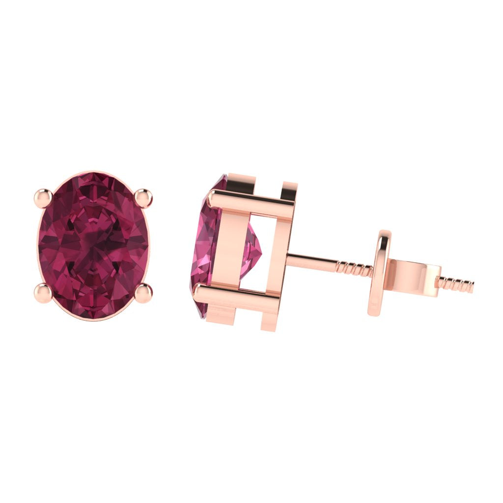 rose gold plated sterling silver oval shape tourmaline october birthstone stud earrings