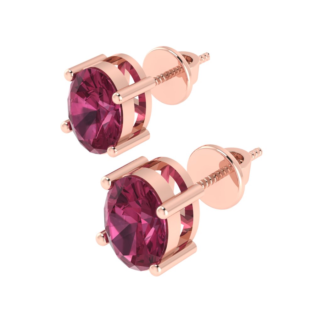 rose gold plated sterling silver oval shape tourmaline october birthstone stud earrings