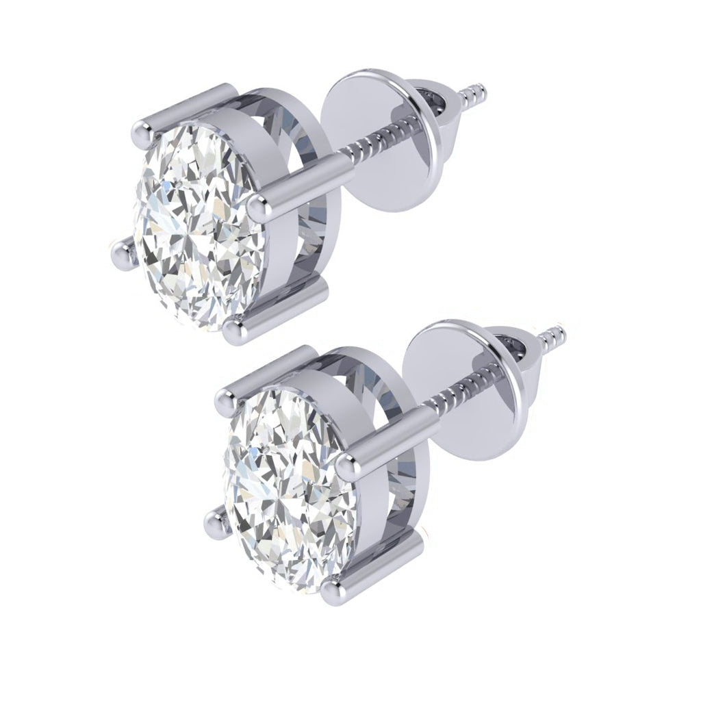 white gold plated sterling silver oval shape cubic zirconia april birthstone stud earrings