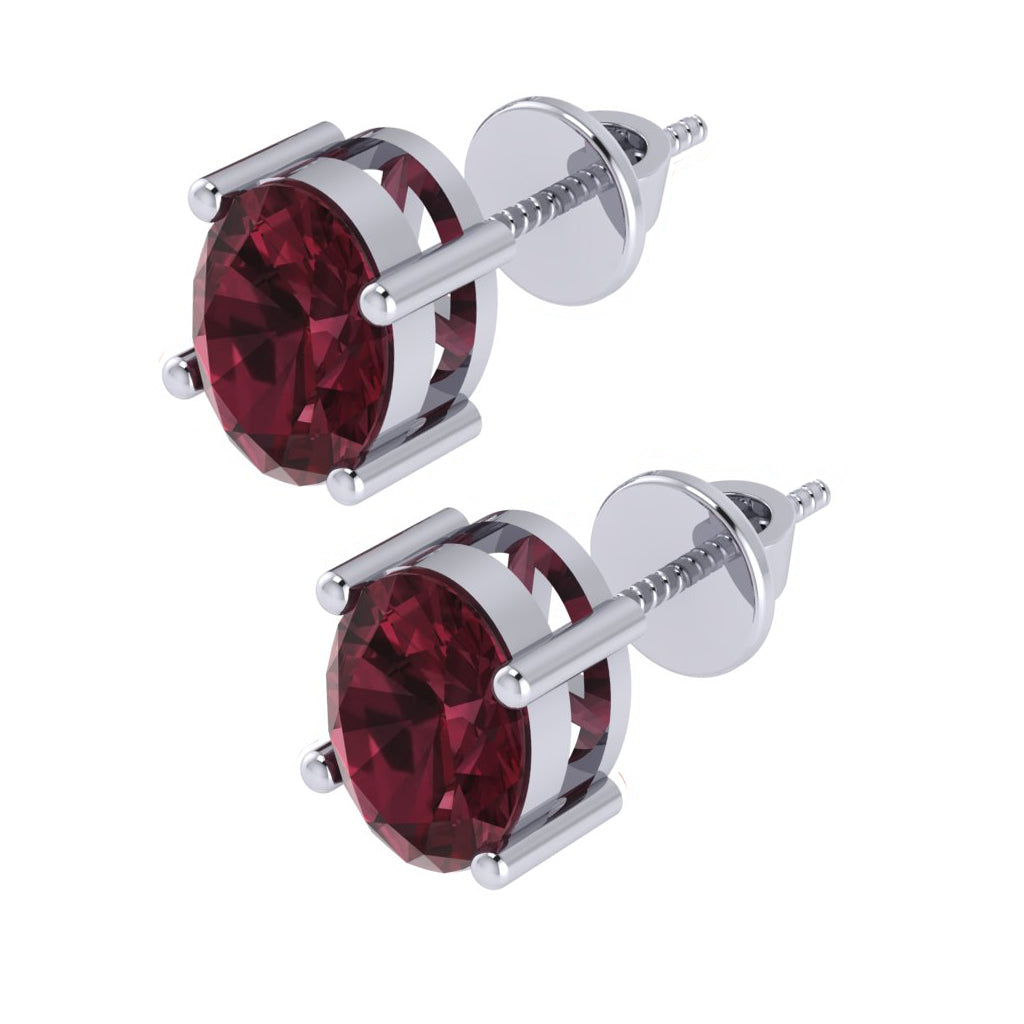 white gold plated sterling silver oval shape garnet january birthstone stud earrings