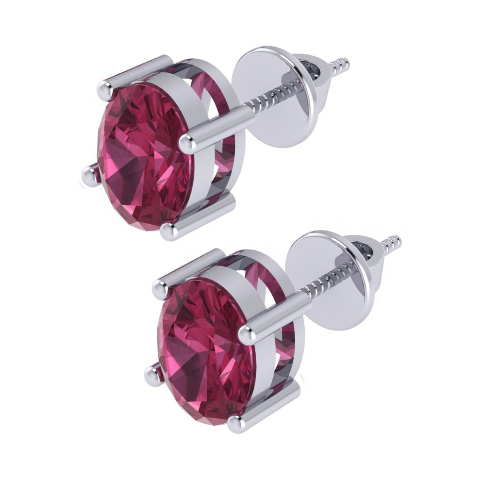 white gold plated sterling silver oval shape tourmaline october birthstone stud earrings
