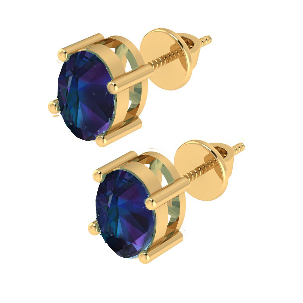 yellow gold plated sterling silver oval shape alexandrite june birthstone stud earrings